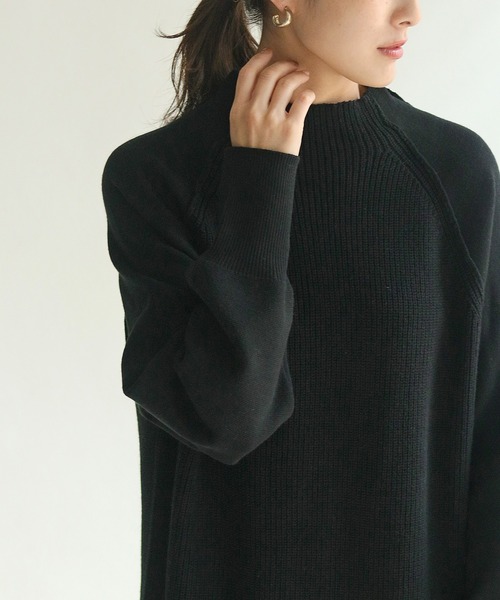 HER CLOSET(ハークローゼット)の「【HER CLOSET】異ゲージラウンドニットワンピース(ニット/セーター・レディース・ライトグレー/ブラック/アイボリー・M)」の18枚目の写真