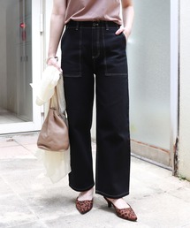 コットンハイウエストベイカーワイドパンツ