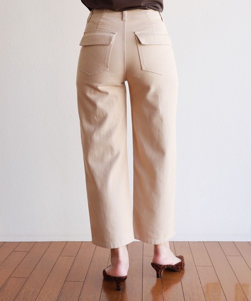 andme（アンドミー）の「コットンハイウエストベイカーワイドパンツ（チノパンツ・レディース・ブラック/オフホワイト/ライトベージュ・S/M/L）」の13枚目の写真