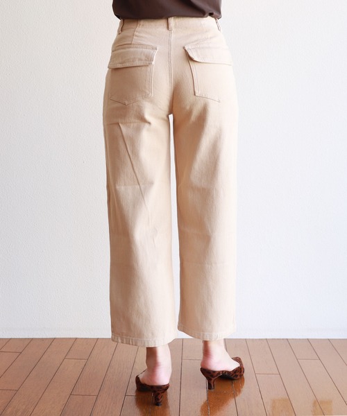 andme（アンドミー）の「コットンハイウエストベイカーワイドパンツ（チノパンツ・レディース・ブラック/オフホワイト/ライトベージュ・S/M/L）」の16枚目の写真