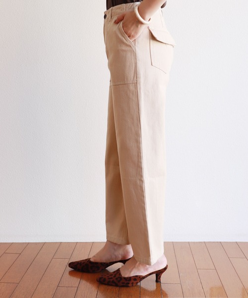 andme（アンドミー）の「コットンハイウエストベイカーワイドパンツ（チノパンツ・レディース・ブラック/オフホワイト/ライトベージュ・S/M/L）」の18枚目の写真