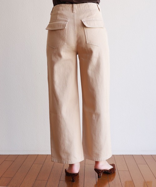 andme（アンドミー）の「コットンハイウエストベイカーワイドパンツ（チノパンツ・レディース・ブラック/オフホワイト/ライトベージュ・S/M/L）」の19枚目の写真