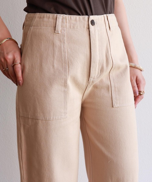 andme（アンドミー）の「コットンハイウエストベイカーワイドパンツ（チノパンツ・レディース・ブラック/オフホワイト/ライトベージュ・S/M/L）」の20枚目の写真