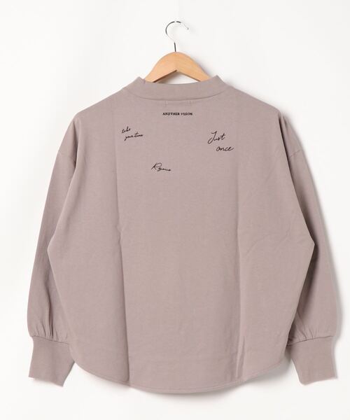 PUAL CE CIN(ピュアルセシン)の「フロッキープリントモックネックロングスリーブ(Tシャツ/カットソー・レディース・ブラウン/グレー/ピンク/スミクロ・FREE)」の6枚目の写真