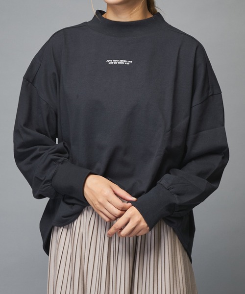 PUAL CE CIN(ピュアルセシン)の「フロッキープリントモックネックロングスリーブ(Tシャツ/カットソー・レディース・ブラウン/グレー/ピンク/スミクロ・FREE)」の19枚目の写真