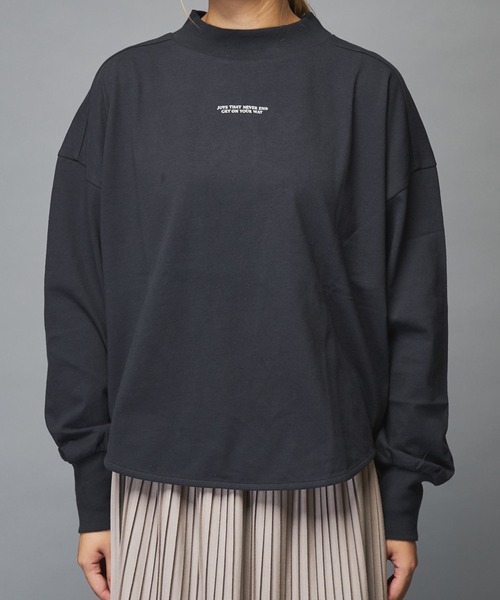 PUAL CE CIN(ピュアルセシン)の「フロッキープリントモックネックロングスリーブ(Tシャツ/カットソー・レディース・ブラウン/グレー/ピンク/スミクロ・FREE)」の16枚目の写真