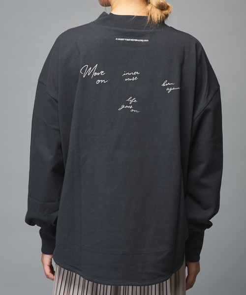 PUAL CE CIN(ピュアルセシン)の「フロッキープリントモックネックロングスリーブ(Tシャツ/カットソー・レディース・ブラウン/グレー/ピンク/スミクロ・FREE)」の9枚目の写真
