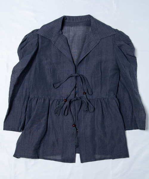 GGD（ジージーディー）の「クレープリネンフリンジチュニックシャツ（シャツ/ブラウス・レディース・バーガンディー/テラコッタ/マスタード・L/LL/M）」の3枚目の写真