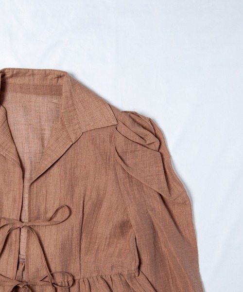 GGD（ジージーディー）の「クレープリネンフリンジチュニックシャツ（シャツ/ブラウス・レディース・バーガンディー/テラコッタ/マスタード・L/LL/M）」の14枚目の写真