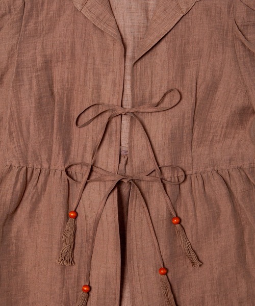 GGD（ジージーディー）の「クレープリネンフリンジチュニックシャツ（シャツ/ブラウス・レディース・バーガンディー/テラコッタ/マスタード・L/LL/M）」の13枚目の写真