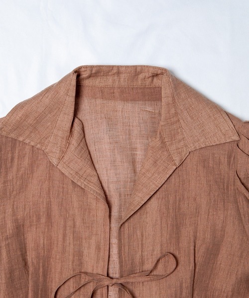 GGD（ジージーディー）の「クレープリネンフリンジチュニックシャツ（シャツ/ブラウス・レディース・バーガンディー/テラコッタ/マスタード・L/LL/M）」の12枚目の写真