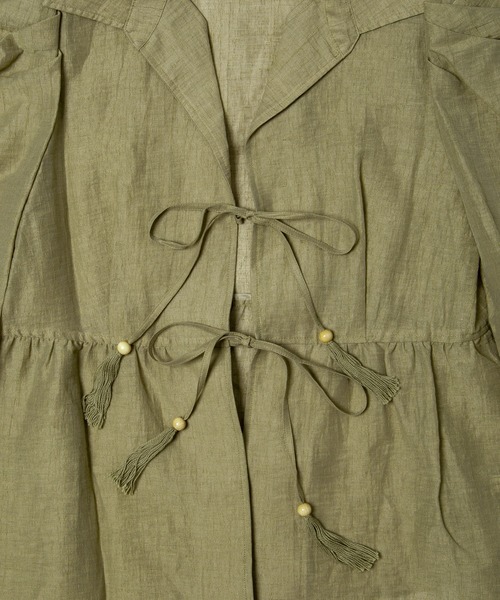 GGD（ジージーディー）の「クレープリネンフリンジチュニックシャツ（シャツ/ブラウス・レディース・バーガンディー/テラコッタ/マスタード・L/LL/M）」の9枚目の写真