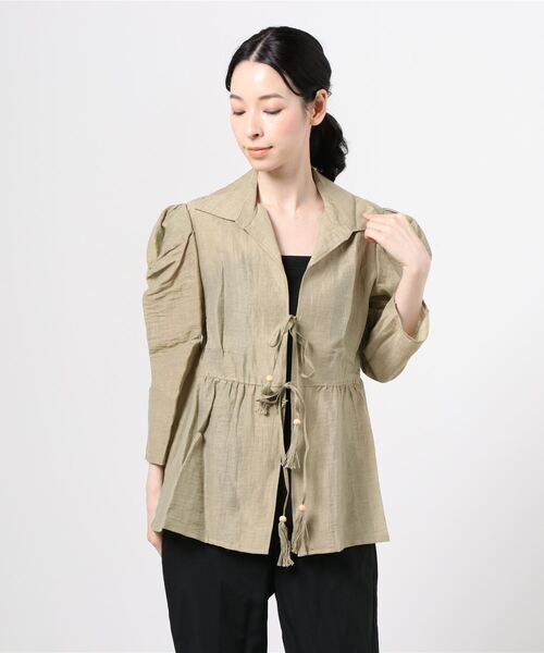 GGD（ジージーディー）の「クレープリネンフリンジチュニックシャツ（シャツ/ブラウス・レディース・バーガンディー/テラコッタ/マスタード・L/LL/M）」の6枚目の写真