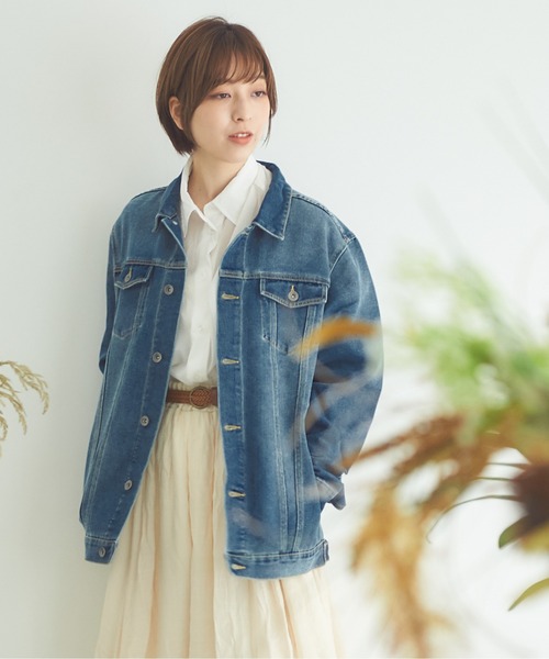 Sakka（サッカ）の「ストレッチオーバーサイズ　デニムジャケット（デニムジャケット・レディース・ブルー/インディゴブルー/ライトブルー・MEDIUM/LARGE）」の3枚目の写真