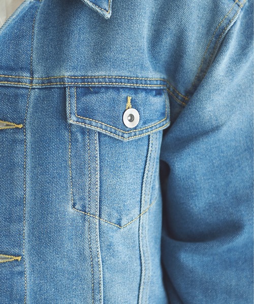 Sakka（サッカ）の「ストレッチオーバーサイズ　デニムジャケット（デニムジャケット・レディース・ブルー/インディゴブルー/ライトブルー・MEDIUM/LARGE）」の8枚目の写真