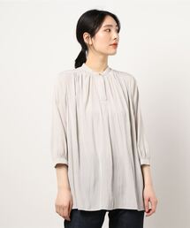INTERPLANET | パウダーサテン７分袖ギャザーブラウス(シャツ/ブラウス)