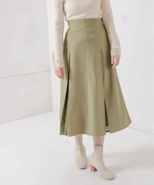 natural couture(ナチュラルクチュール)の「8枚接ぎレースちら見えスカート(スカート・レディース・ブラウン/カーキ/ピンク/ライトベージュ・FREE)」の1枚目の写真