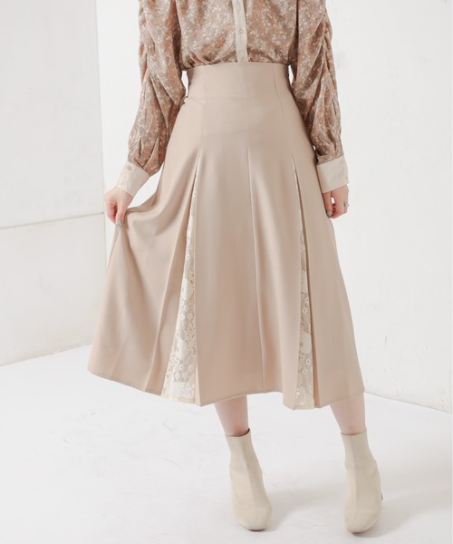natural couture(ナチュラルクチュール)の「8枚接ぎレースちら見えスカート(スカート・レディース・ブラウン/カーキ/ピンク/ライトベージュ・FREE)」の3枚目の写真