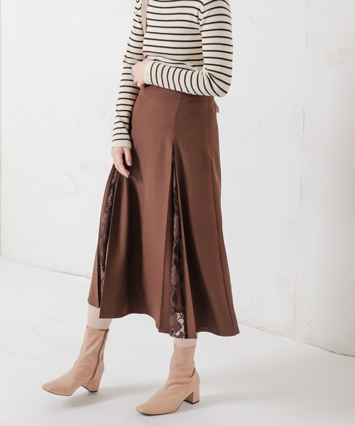 natural couture(ナチュラルクチュール)の「8枚接ぎレースちら見えスカート(スカート・レディース・ブラウン/カーキ/ピンク/ライトベージュ・FREE)」の6枚目の写真