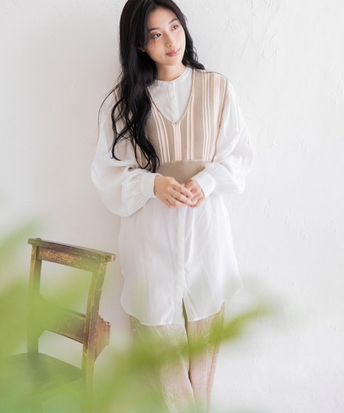 Mysa&Liina(ミーサリーナ)の「クロップド丈ストライプニットビスチェ(ベスト・レディース・ブラック/ベージュ/ブラウン・M)」の19枚目の写真