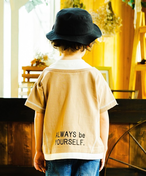 BRANSHES（ブランシェス）の「重ね着風半袖Tシャツ（Tシャツ/カットソー・キッズ・オフホワイト/キャメル・110cm/90cm/120cm/100cm/130cm/150cm/140cm）」の2枚目の写真