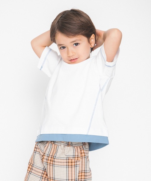 BRANSHES（ブランシェス）の「重ね着風半袖Tシャツ（Tシャツ/カットソー・キッズ・オフホワイト/キャメル・110cm/90cm/120cm/100cm/130cm/150cm/140cm）」の6枚目の写真