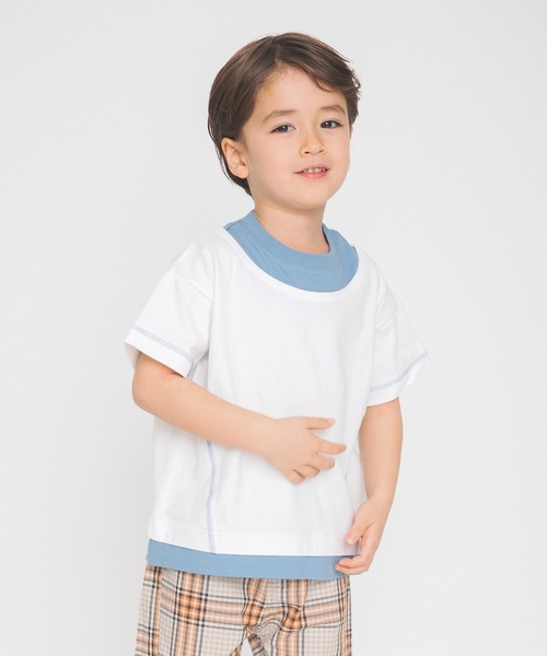 BRANSHES（ブランシェス）の「重ね着風半袖Tシャツ（Tシャツ/カットソー・キッズ・オフホワイト/キャメル・110cm/90cm/120cm/100cm/130cm/150cm/140cm）」の11枚目の写真