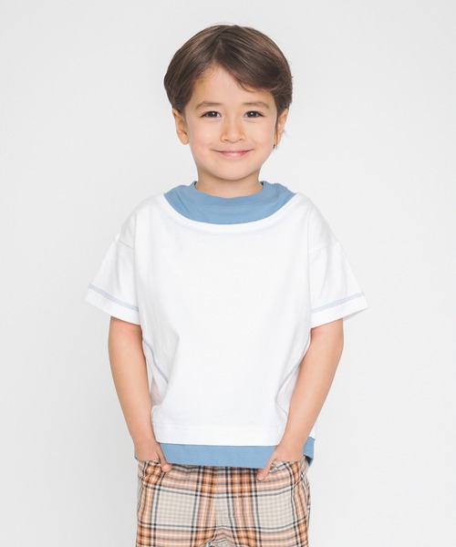 BRANSHES（ブランシェス）の「重ね着風半袖Tシャツ（Tシャツ/カットソー・キッズ・オフホワイト/キャメル・110cm/90cm/120cm/100cm/130cm/150cm/140cm）」の3枚目の写真