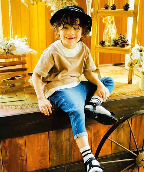 BRANSHES（ブランシェス）の「重ね着風半袖Tシャツ（Tシャツ/カットソー・キッズ・オフホワイト/キャメル・110cm/90cm/120cm/100cm/130cm/150cm/140cm）」の20枚目の写真