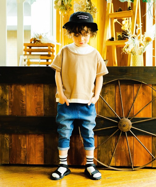 BRANSHES（ブランシェス）の「重ね着風半袖Tシャツ（Tシャツ/カットソー・キッズ・オフホワイト/キャメル・110cm/90cm/120cm/100cm/130cm/150cm/140cm）」の8枚目の写真