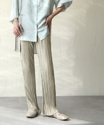 ニュアンスカラープリーツフレアパンツ