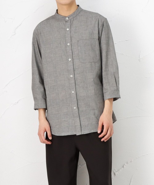 NAVY(ネイビー)の「ハイブリッドリネン 七分袖シャツ(シャツ/ブラウス・メンズ・ブルー/グレー・L/XL/S/M)」の1枚目の写真