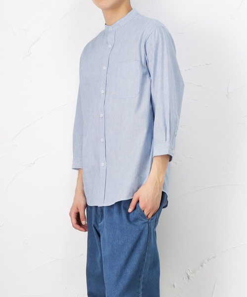 NAVY(ネイビー)の「ハイブリッドリネン 七分袖シャツ(シャツ/ブラウス・メンズ・ブルー/グレー・L/XL/S/M)」の10枚目の写真