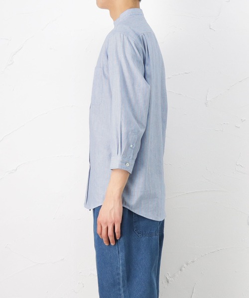 NAVY(ネイビー)の「ハイブリッドリネン 七分袖シャツ(シャツ/ブラウス・メンズ・ブルー/グレー・L/XL/S/M)」の7枚目の写真