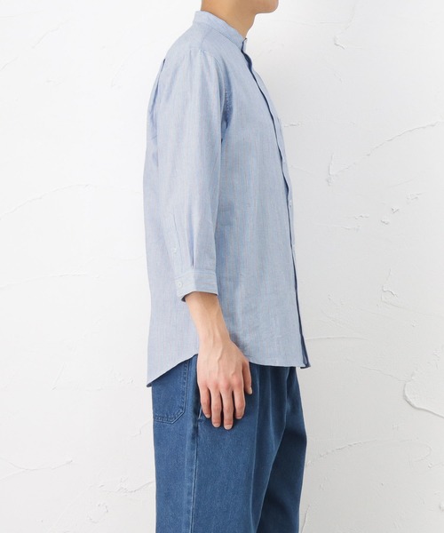 NAVY(ネイビー)の「ハイブリッドリネン 七分袖シャツ(シャツ/ブラウス・メンズ・ブルー/グレー・L/XL/S/M)」の6枚目の写真