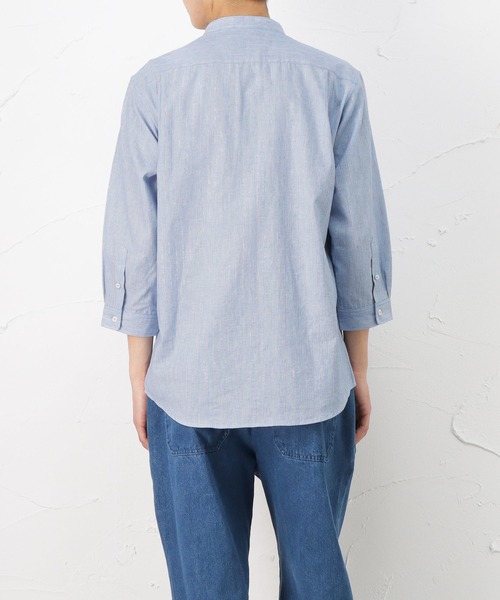 NAVY(ネイビー)の「ハイブリッドリネン 七分袖シャツ(シャツ/ブラウス・メンズ・ブルー/グレー・L/XL/S/M)」の13枚目の写真