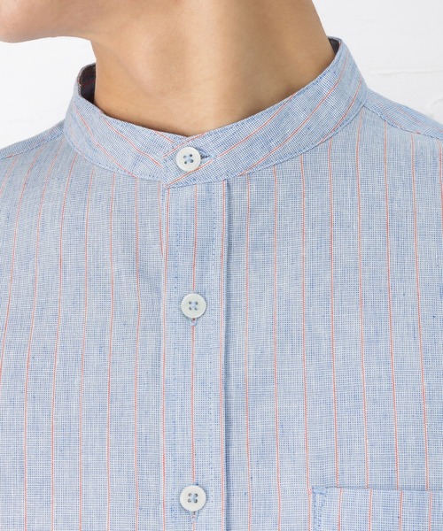 NAVY(ネイビー)の「ハイブリッドリネン 七分袖シャツ(シャツ/ブラウス・メンズ・ブルー/グレー・L/XL/S/M)」の12枚目の写真