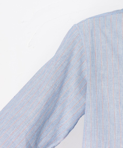 NAVY(ネイビー)の「ハイブリッドリネン 七分袖シャツ(シャツ/ブラウス・メンズ・ブルー/グレー・L/XL/S/M)」の9枚目の写真
