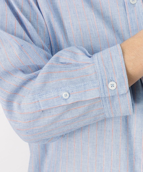 NAVY(ネイビー)の「ハイブリッドリネン 七分袖シャツ(シャツ/ブラウス・メンズ・ブルー/グレー・L/XL/S/M)」の3枚目の写真