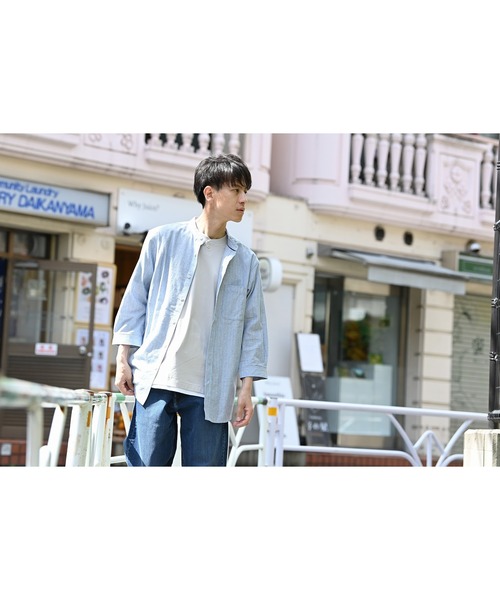 NAVY(ネイビー)の「ハイブリッドリネン 七分袖シャツ(シャツ/ブラウス・メンズ・ブルー/グレー・L/XL/S/M)」の17枚目の写真