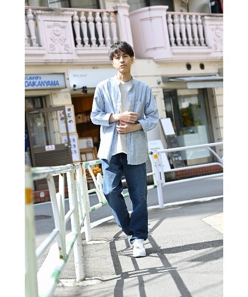 NAVY(ネイビー)の「ハイブリッドリネン 七分袖シャツ(シャツ/ブラウス・メンズ・ブルー/グレー・L/XL/S/M)」の14枚目の写真