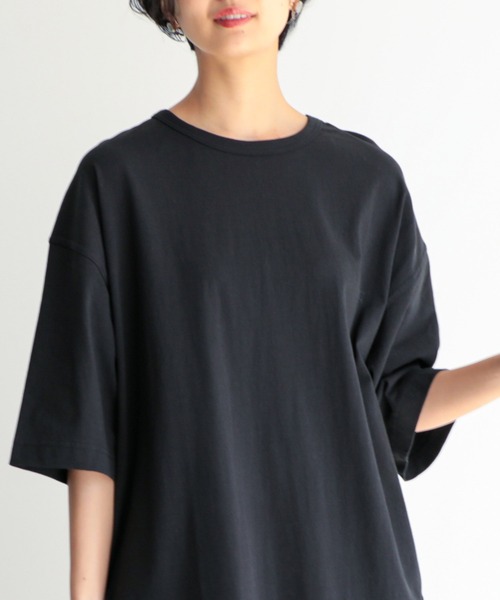 OMNES(オムネス)の「USAコットン サイドスリット入Tシャツワンピース(ワンピース・レディース・ホワイト/ブラック・FREE)」の15枚目の写真