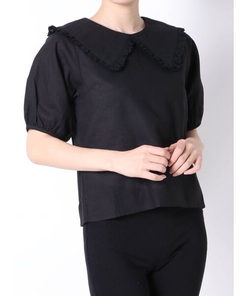 merry jenny(メリージェニー)の「bigフリルカラーパフブラウス(シャツ/ブラウス・レディース・ブラック/オフホワイト/ミント・FREE)」の9枚目の写真