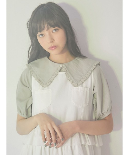 merry jenny(メリージェニー)の「bigフリルカラーパフブラウス(シャツ/ブラウス・レディース・ブラック/オフホワイト/ミント・FREE)」の3枚目の写真