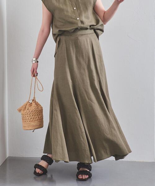 UNITED ARROWS(ユナイテッドアローズ)の「UWCC CE/LINEN フレアー マキシスカート◆(スカート・レディース・オリーブ/ターコイズブルー/ナチュラル・40/38/36)」の6枚目の写真