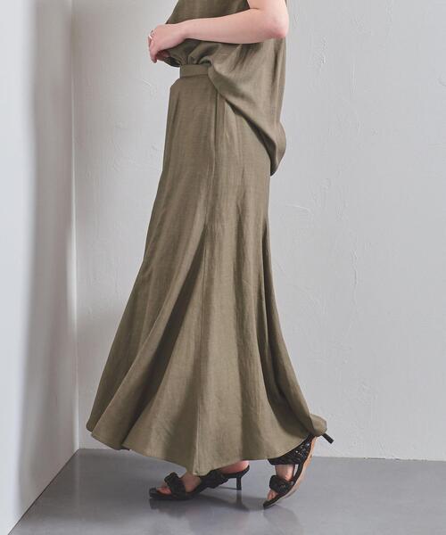 UNITED ARROWS(ユナイテッドアローズ)の「UWCC CE/LINEN フレアー マキシスカート◆(スカート・レディース・オリーブ/ターコイズブルー/ナチュラル・40/38/36)」の15枚目の写真