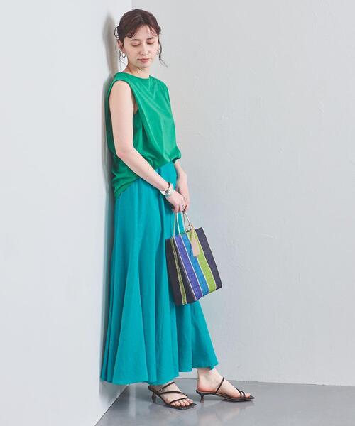 UNITED ARROWS(ユナイテッドアローズ)の「UWCC CE/LINEN フレアー マキシスカート◆(スカート・レディース・オリーブ/ターコイズブルー/ナチュラル・40/38/36)」の13枚目の写真