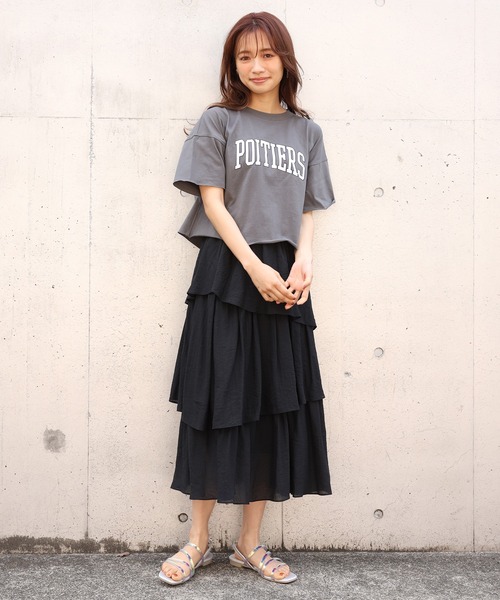 one after another NICE CLAUP（ワンアフターアナザーナイスクラップ）の「3段ティアードスカート（スカート・レディース・ブラック/オフホワイト/イエロー/アイボリー・FREE）」の13枚目の写真