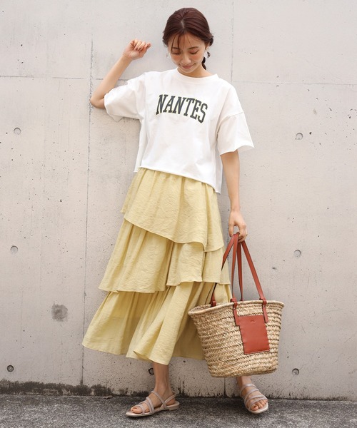 one after another NICE CLAUP（ワンアフターアナザーナイスクラップ）の「3段ティアードスカート（スカート・レディース・ブラック/オフホワイト/イエロー/アイボリー・FREE）」の10枚目の写真