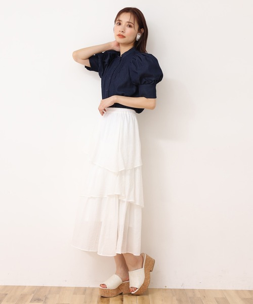 one after another NICE CLAUP（ワンアフターアナザーナイスクラップ）の「3段ティアードスカート（スカート・レディース・ブラック/オフホワイト/イエロー/アイボリー・FREE）」の16枚目の写真